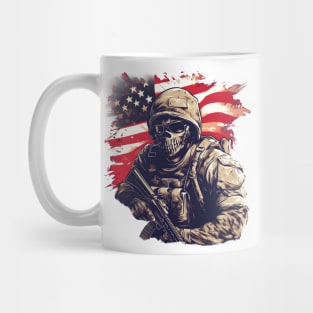 Skull American Soldier in Uniform Mug